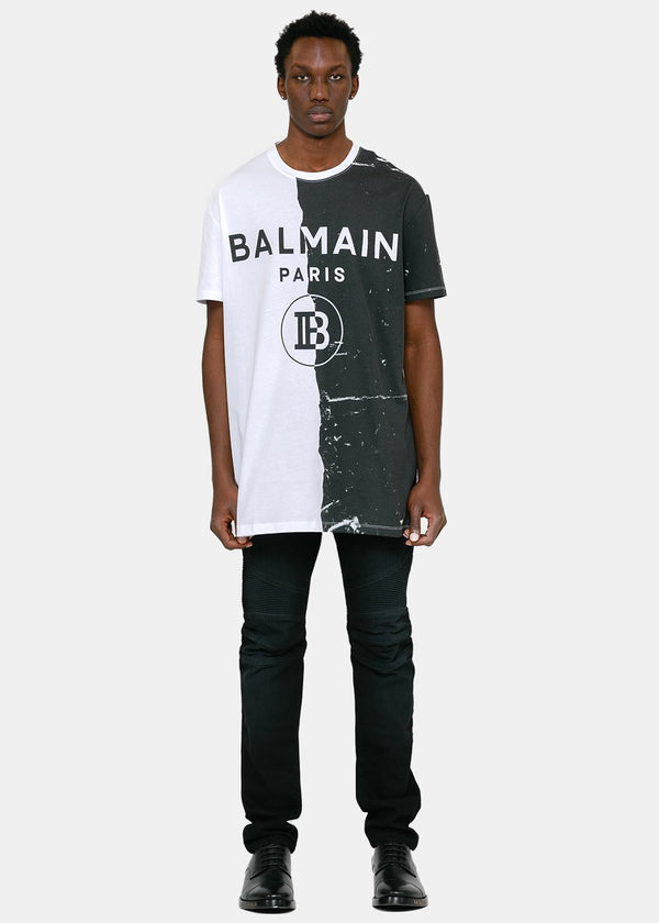 Balmain Black & White Oversized Printed T-Shirt - NOBLEMARS