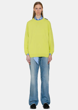 Balenciaga Lime Crewneck Cashmere Sweater - NOBLEMARS