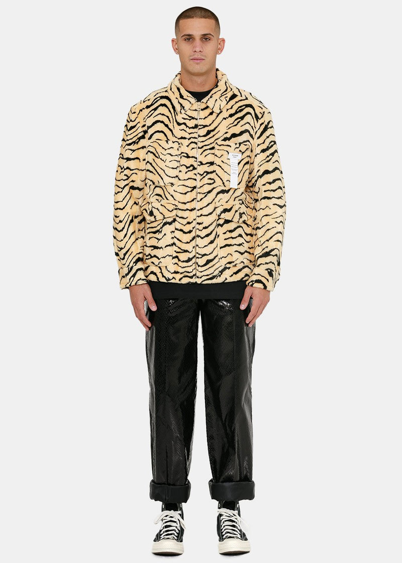 We11done Yellow Animal Print Fur Jacket - NOBLEMARS