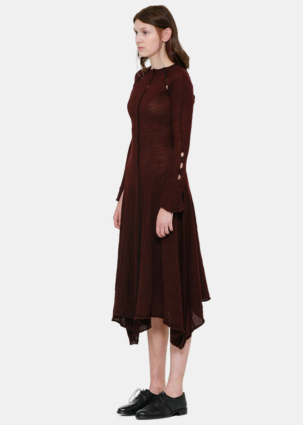Peng Tai Burgundy Tight Wool Dress - NOBLEMARS