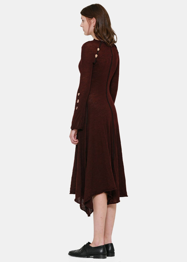 Peng Tai Burgundy Tight Wool Dress - NOBLEMARS