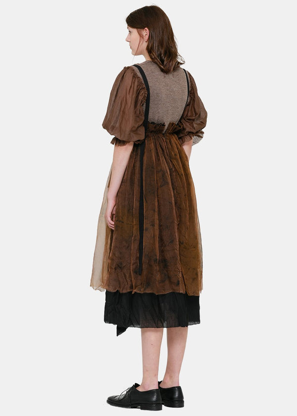 Peng Tai Brown Dyed Organza Skirt - NOBLEMARS