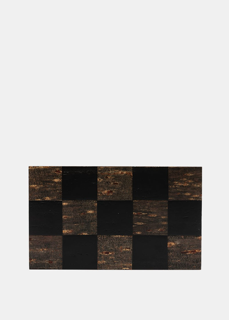Devoa Small Black & Brown Check Wood Plate - NOBLEMARS