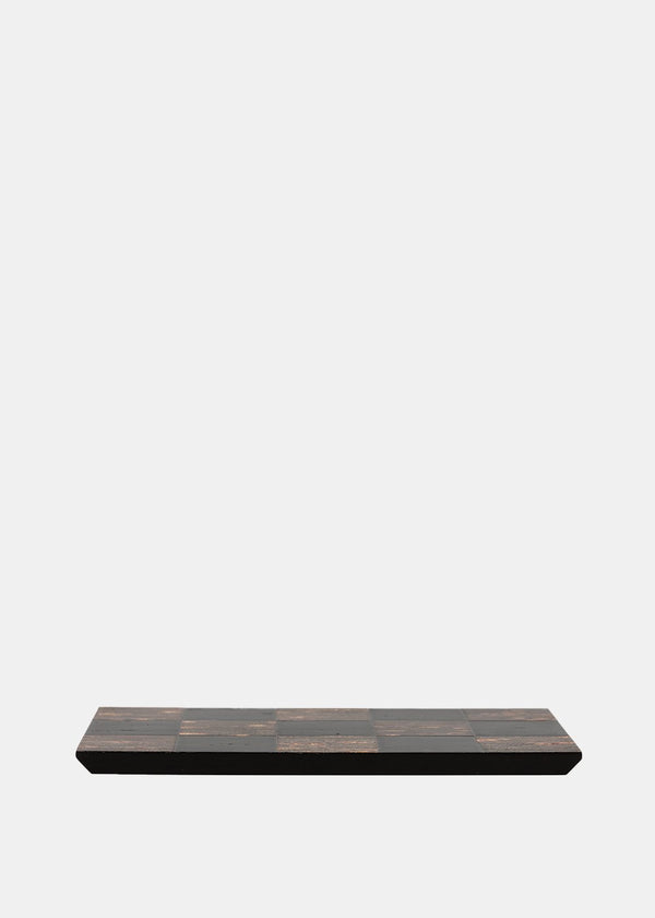 Devoa Small Black & Brown Check Wood Plate - NOBLEMARS