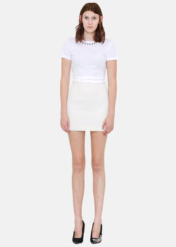 Alessandra Rich White Wool Mini Skirt - NOBLEMARS
