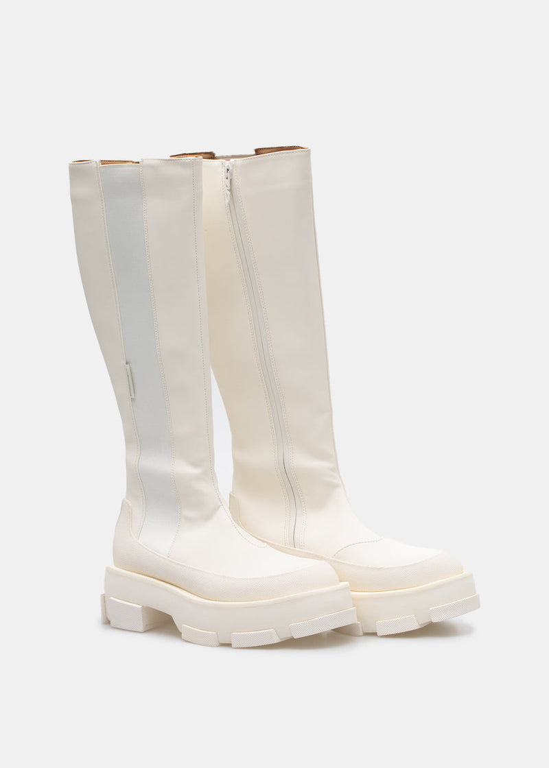 White Gao Platform Knee Boots