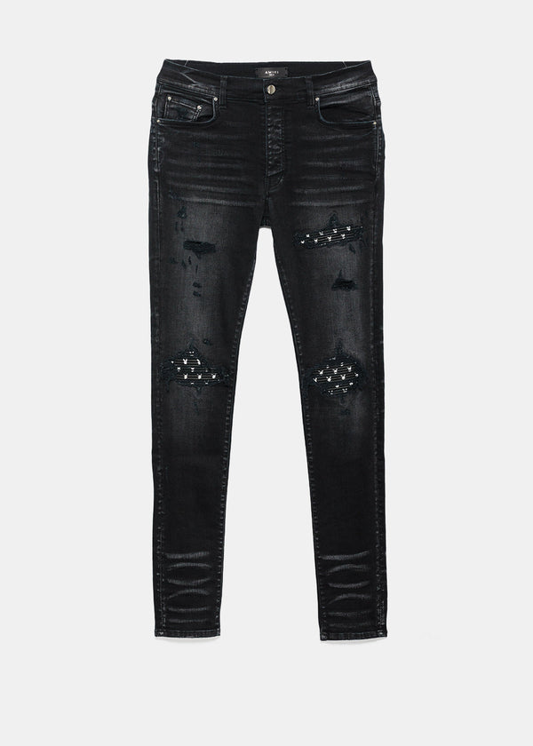 AMIRI Aged Black MX1 Leather Playboy Jeans