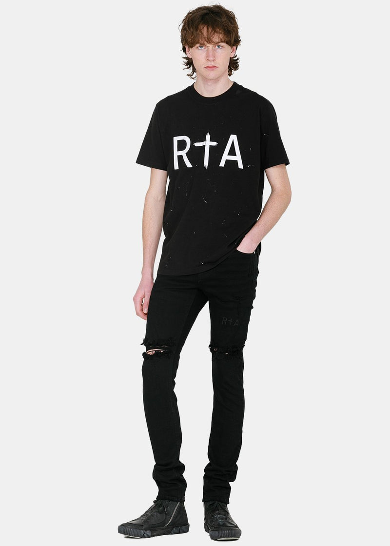 RtA Black Liam Logo Print T-Shirt - NOBLEMARS
