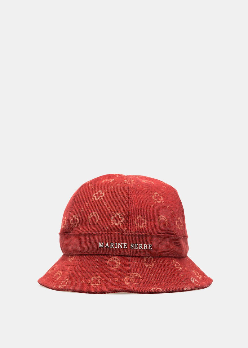 Marine Serre Red Logo Denim Bell Bucket Hat - NOBLEMARS