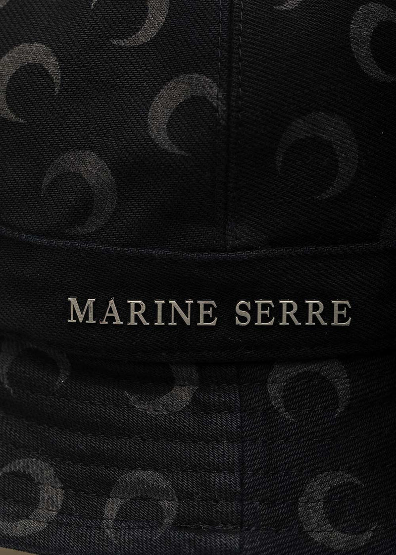 Marine Serre Black Logo Denim Bell Bucket Hat - NOBLEMARS
