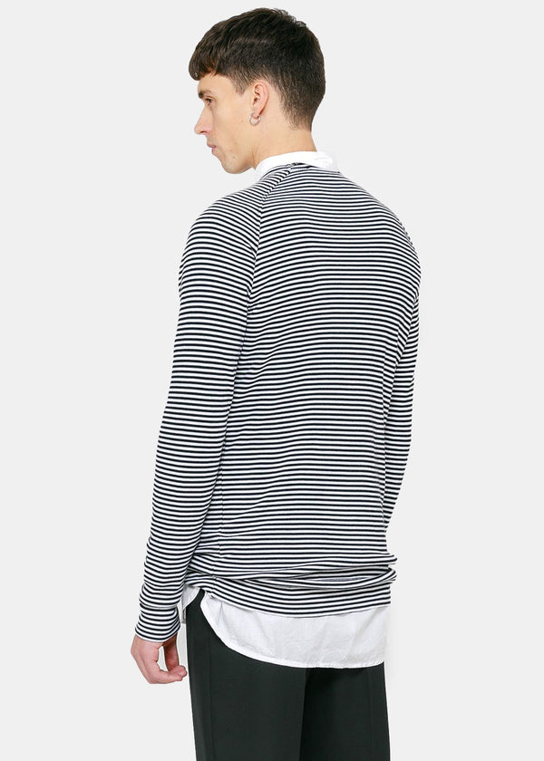 Haider Ackermann Black & White Striped Wool T-Shirt - NOBLEMARS