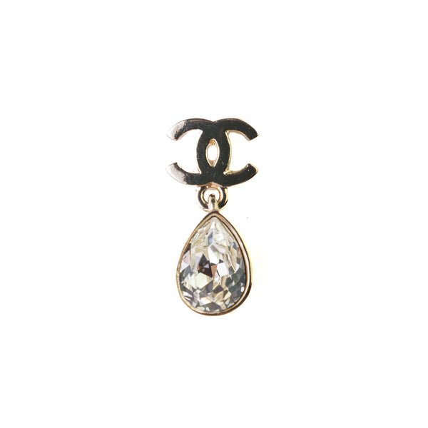 Chanel CC Crystal Teardrop Earrings Golden - NOBLEMARS