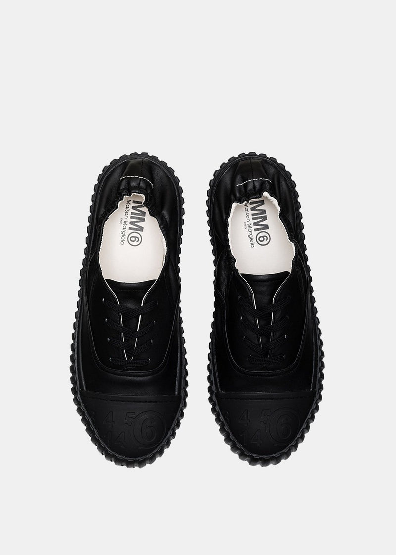 MM6 Maison Margiela Black Leather Logo Sneakers - NOBLEMARS