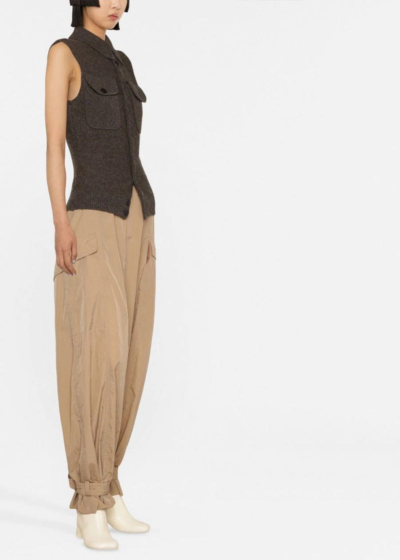 Lemaire Brown Sleeveless Fitted Cardigan - NOBLEMARS