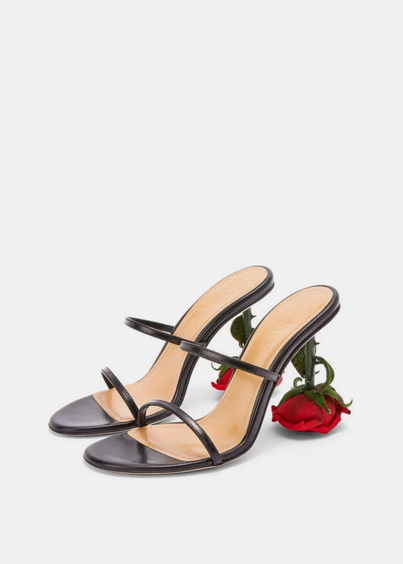 Loewe Black Rose Heel Sandals - NOBLEMARS