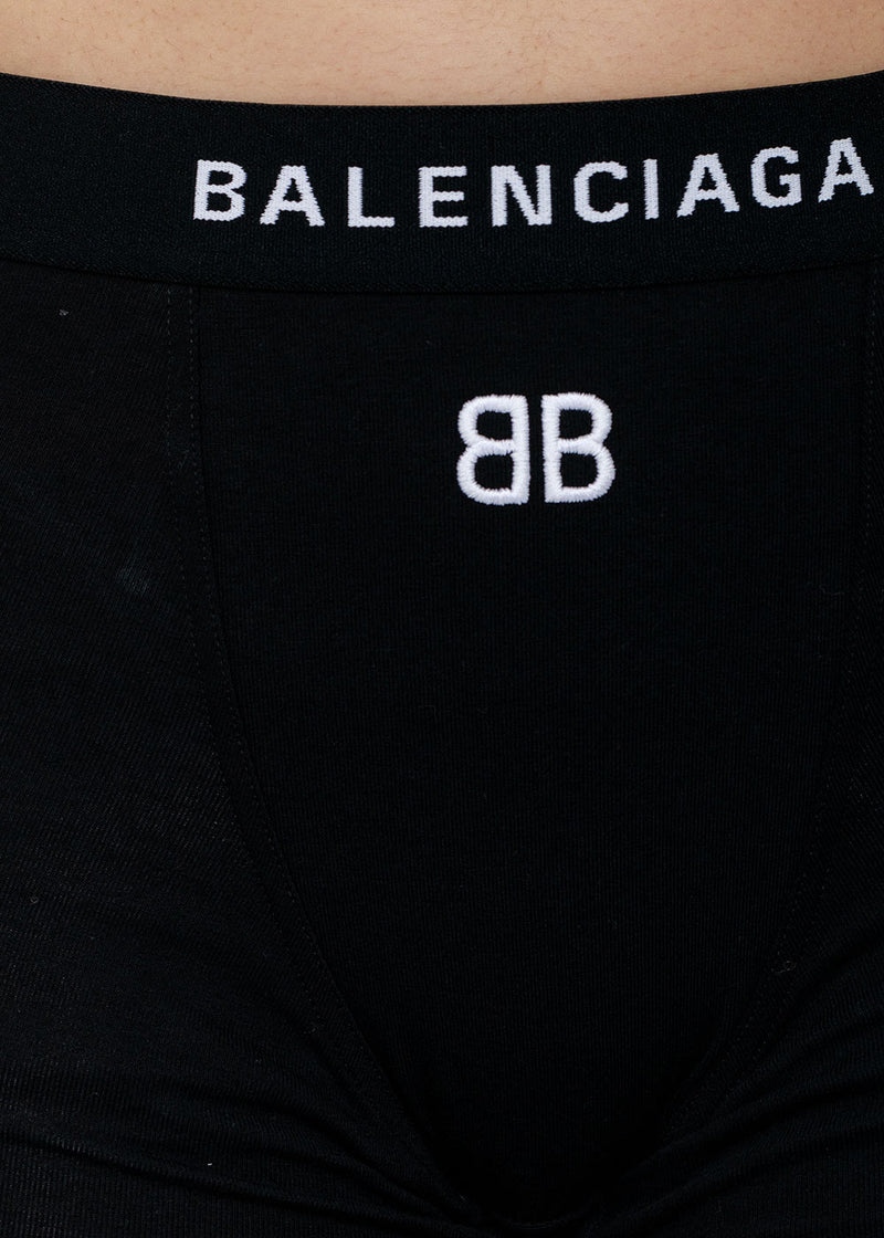 Balenciaga Black Logo Embroidery Sports Shorts - NOBLEMARS