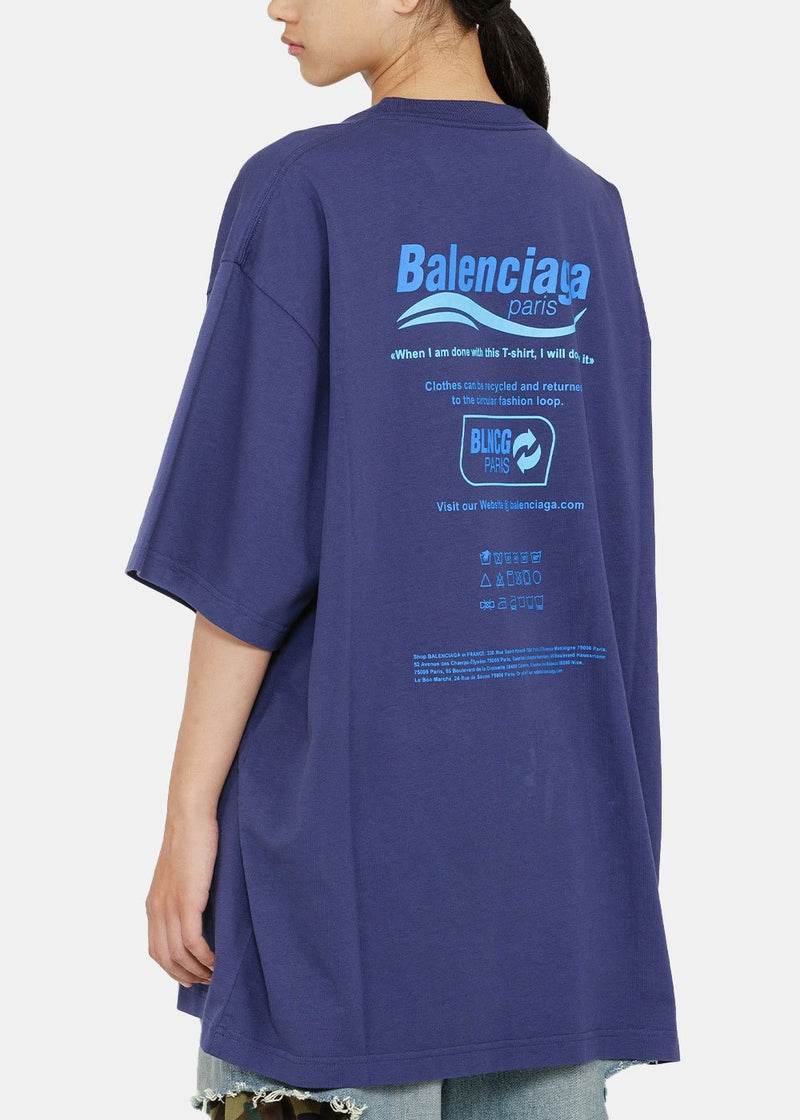 Balenciaga Marine Blue Dry Cleaning T-Shirt - NOBLEMARS