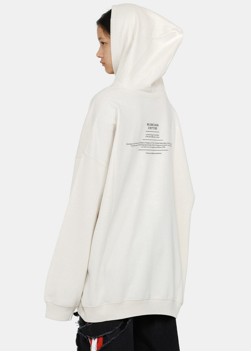 Balenciaga Chalky White Couture Boxy Hoodie - NOBLEMARS
