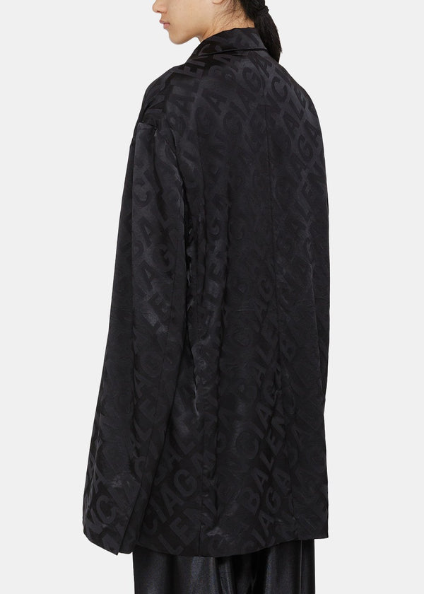 Balenciaga Black Large Logo Fluid Jacket - NOBLEMARS