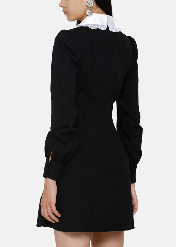 Alessandra Rich Black & White Crepe Bow Mini Dress - NOBLEMARS