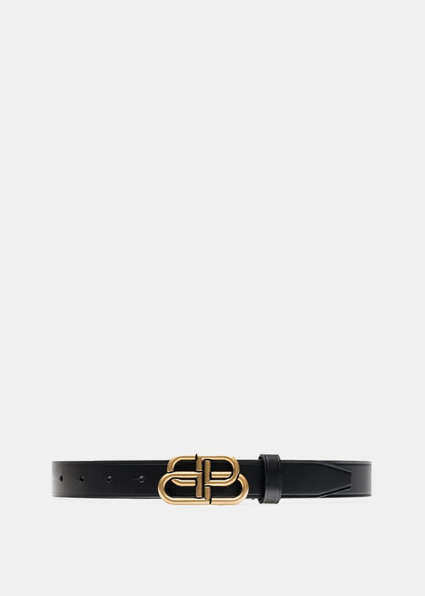 Balenciaga Black Thin BB Belt - NOBLEMARS