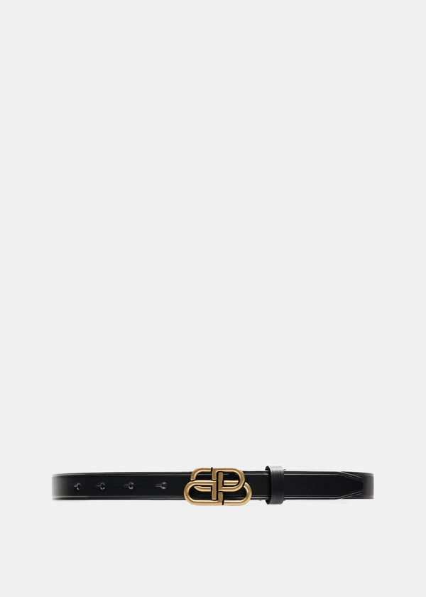 Balenciaga Black Extra Thin BB Belt - NOBLEMARS