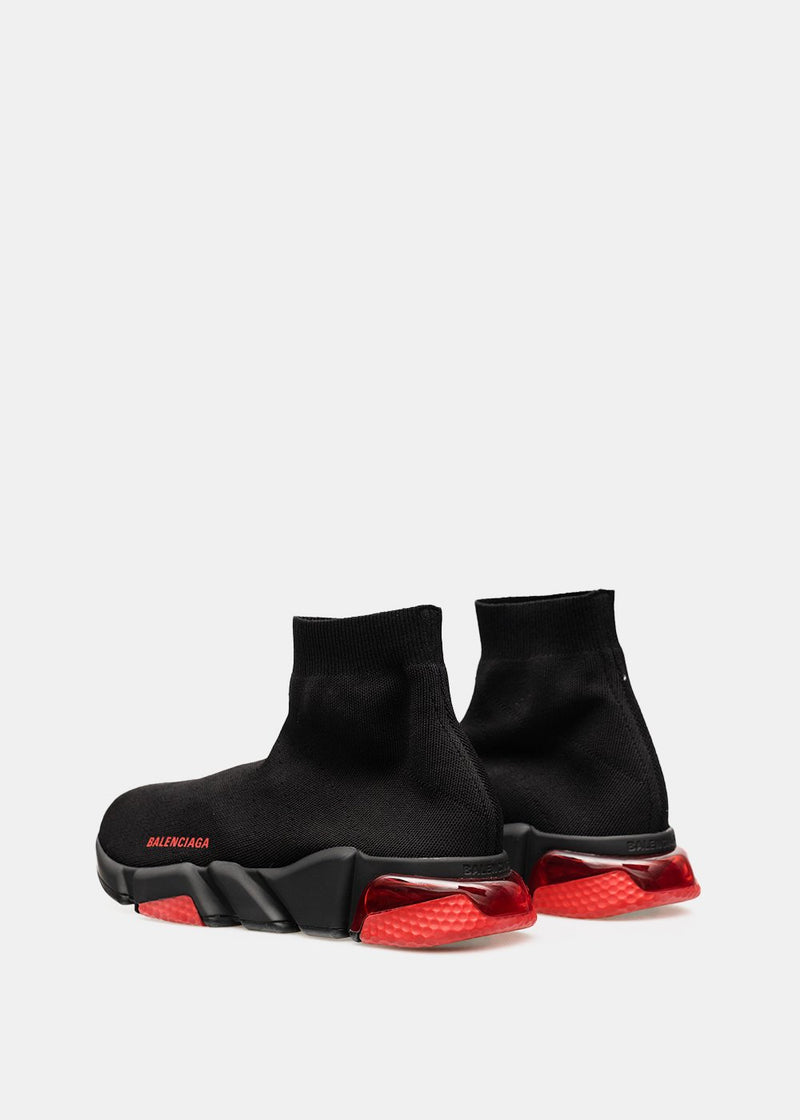 Balenciaga Black & Red Clear Speed Sneakers - NOBLEMARS