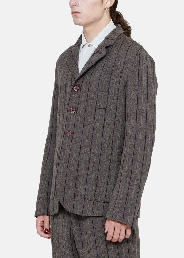Uma Wang Grey Striped Jacy Jacket - NOBLEMARS