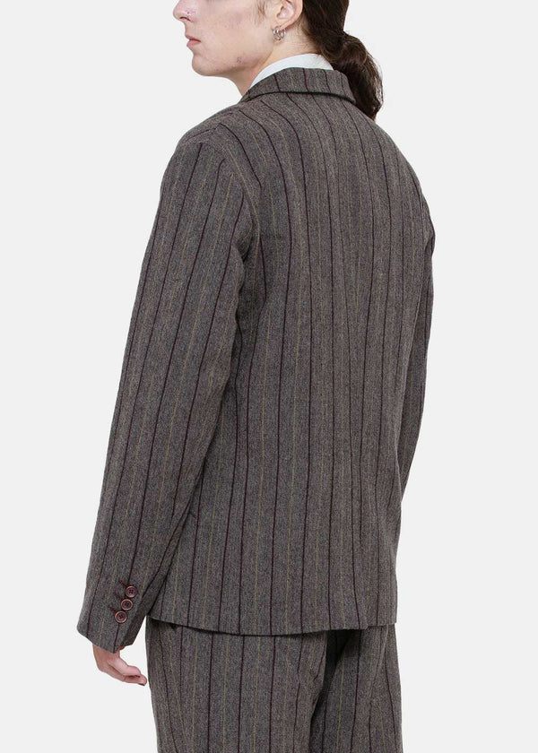 Uma Wang Grey Striped Jacy Jacket - NOBLEMARS
