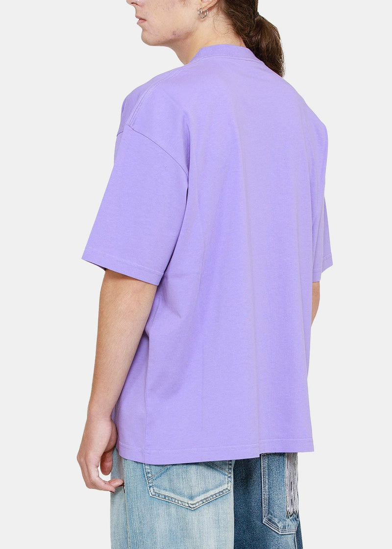 Balenciaga Light Purple Logo Embroidery T-Shirt - NOBLEMARS