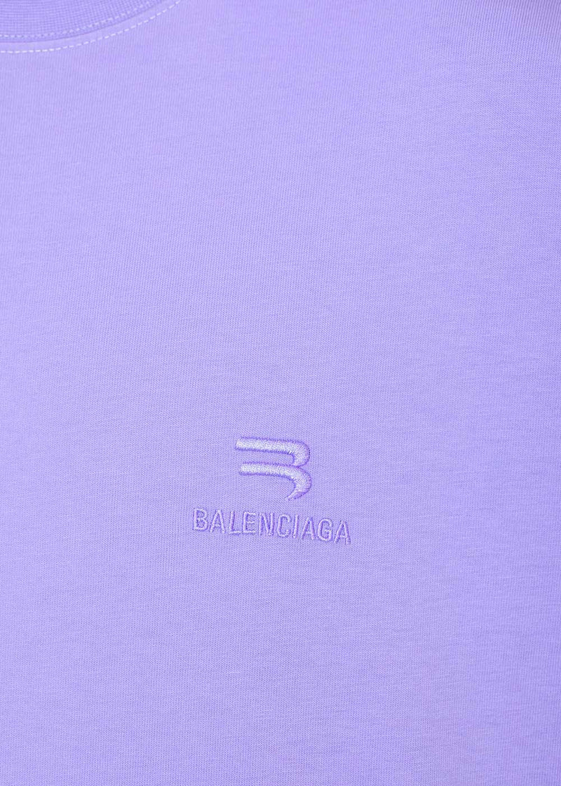 Balenciaga Light Purple Logo Embroidery T-Shirt - NOBLEMARS