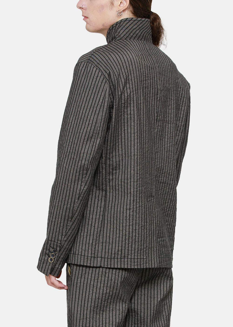 Uma Wang Black & Grey Striped Jacy Jacket - NOBLEMARS