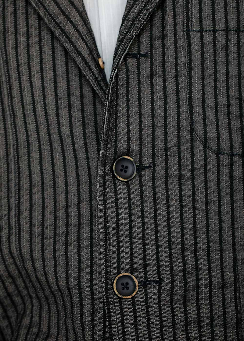 Uma Wang Black & Grey Striped Jacy Jacket - NOBLEMARS