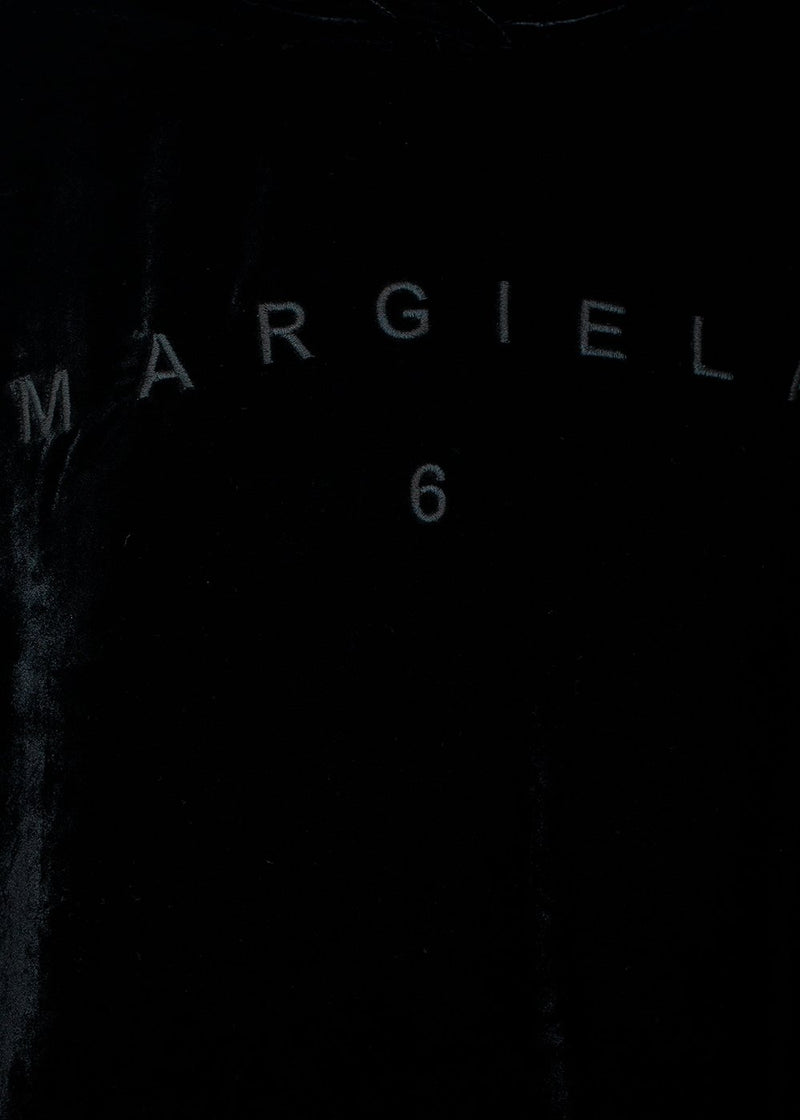 MM6 Maison Margiela Black Velvet Logo Hoodie Dress - NOBLEMARS