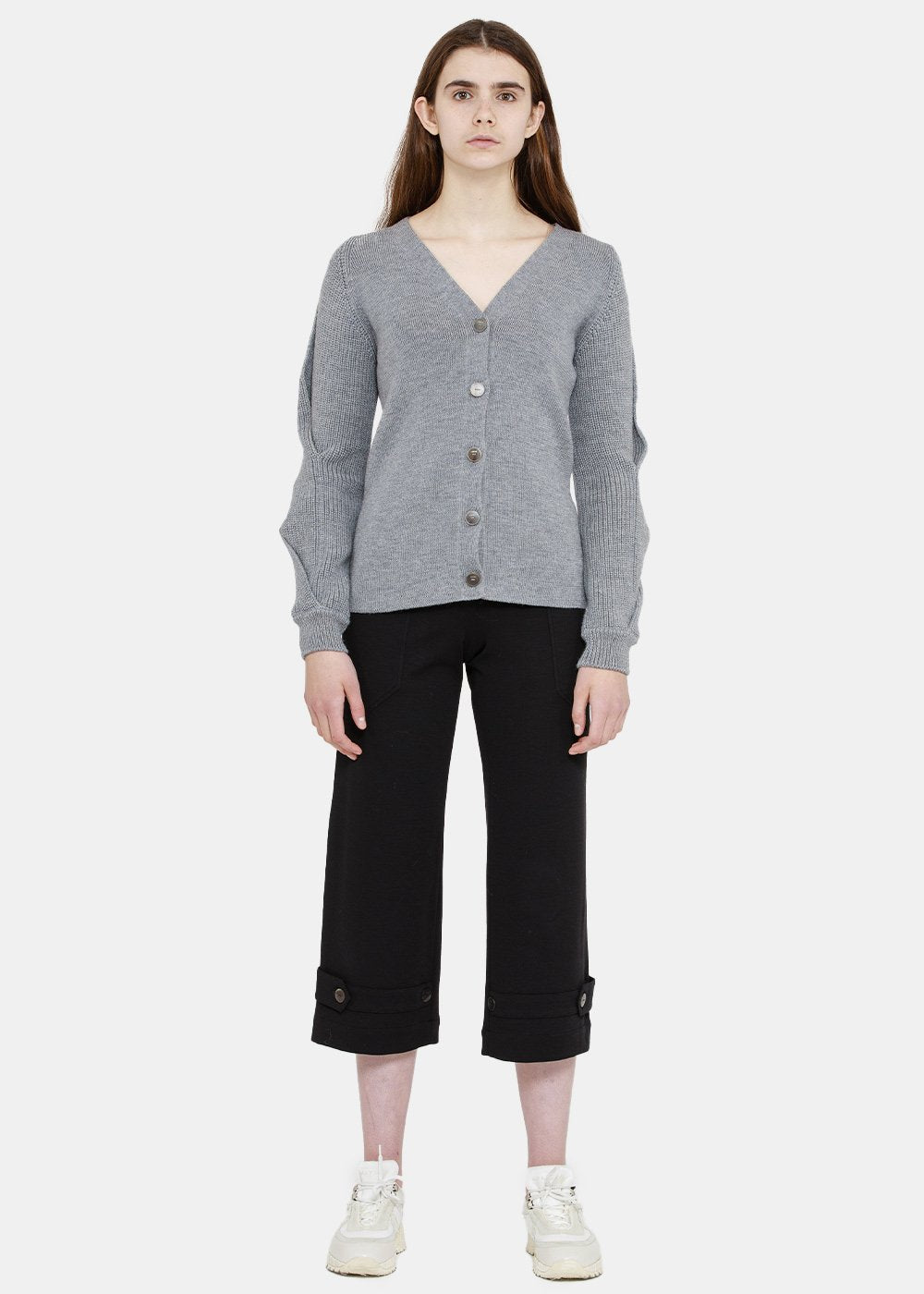 Loewe Grey Braided Sleeve Cardigan - NOBLEMARS