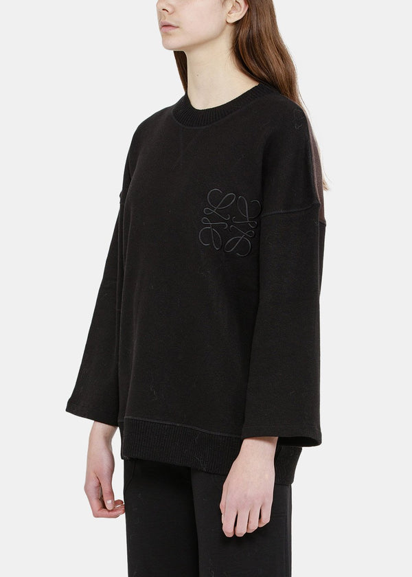 Loewe Black Anagram Oversized Sweatershirt - NOBLEMARS