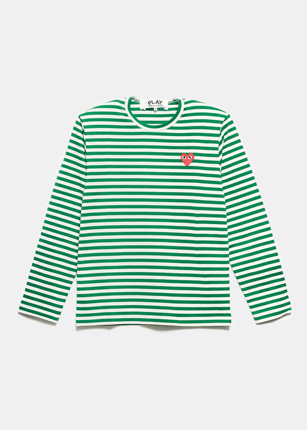 Comme des Garçons Play Green & White Striped T-Shirt - NOBLEMARS