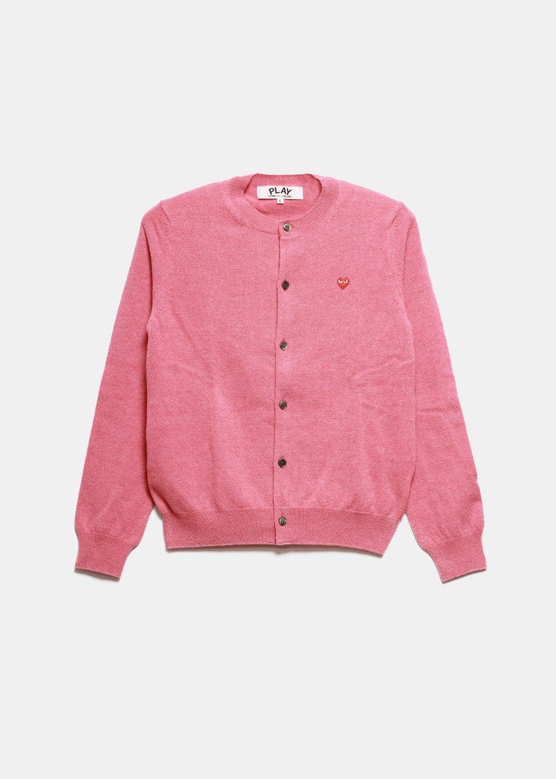 Comme des Garçons Play Pink & Red Heart Patch Cardigan - NOBLEMARS