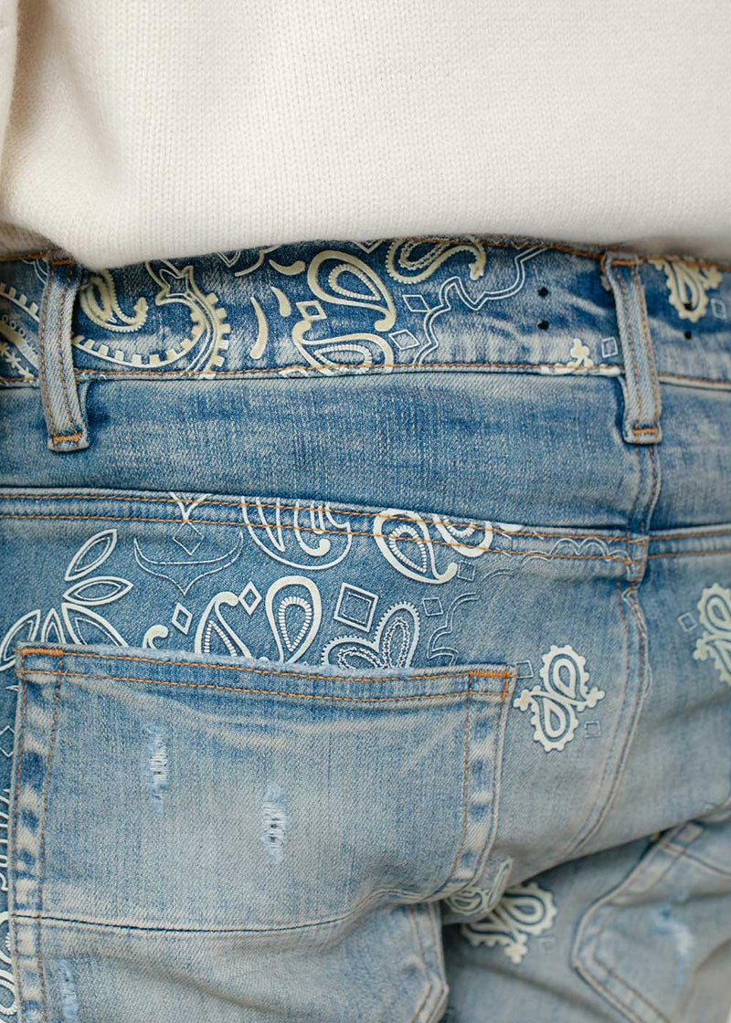 AMIRI Flocked Paisley Bandana Jeans - NOBLEMARS