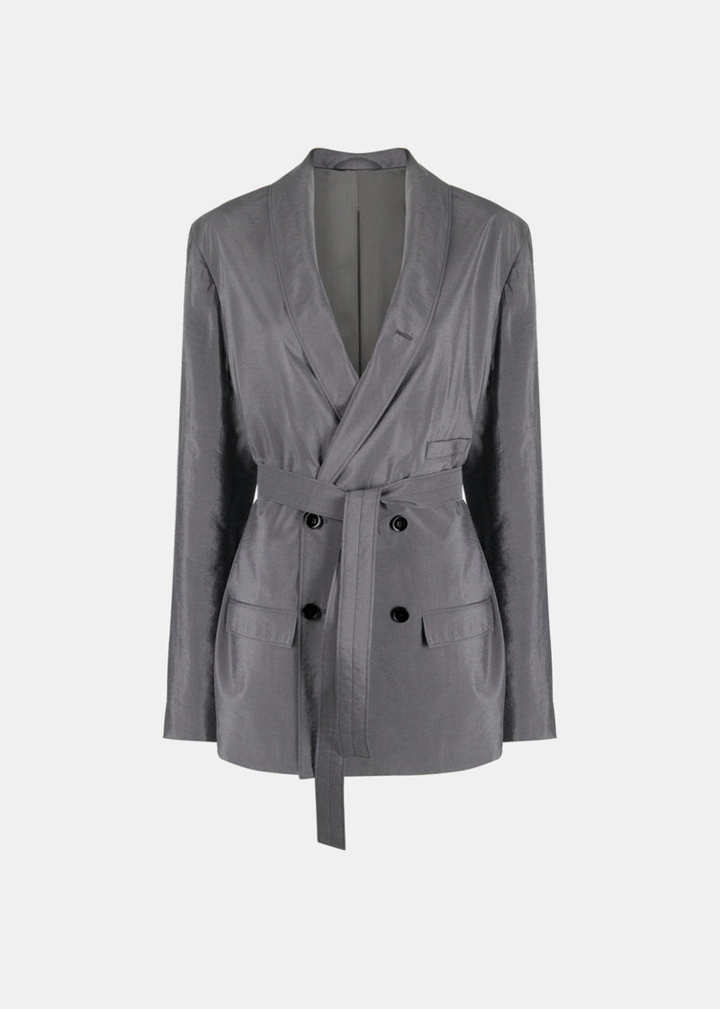 Lemaire Grey Belted Double Breasted Jacket - NOBLEMARS