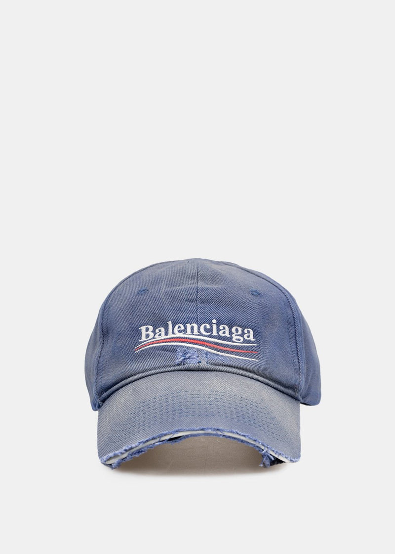 Balenciaga Blue Logo Embroidered Cap - NOBLEMARS