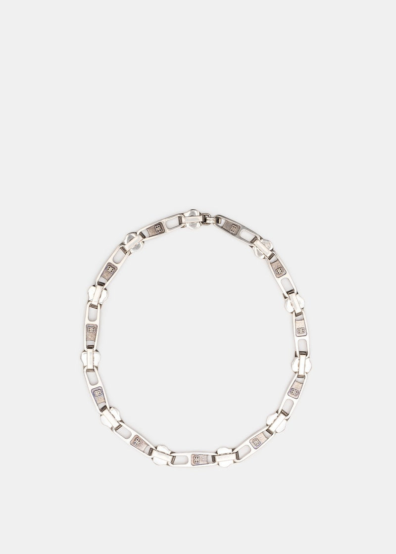Balenciaga Antique Silver Zip Necklace - NOBLEMARS