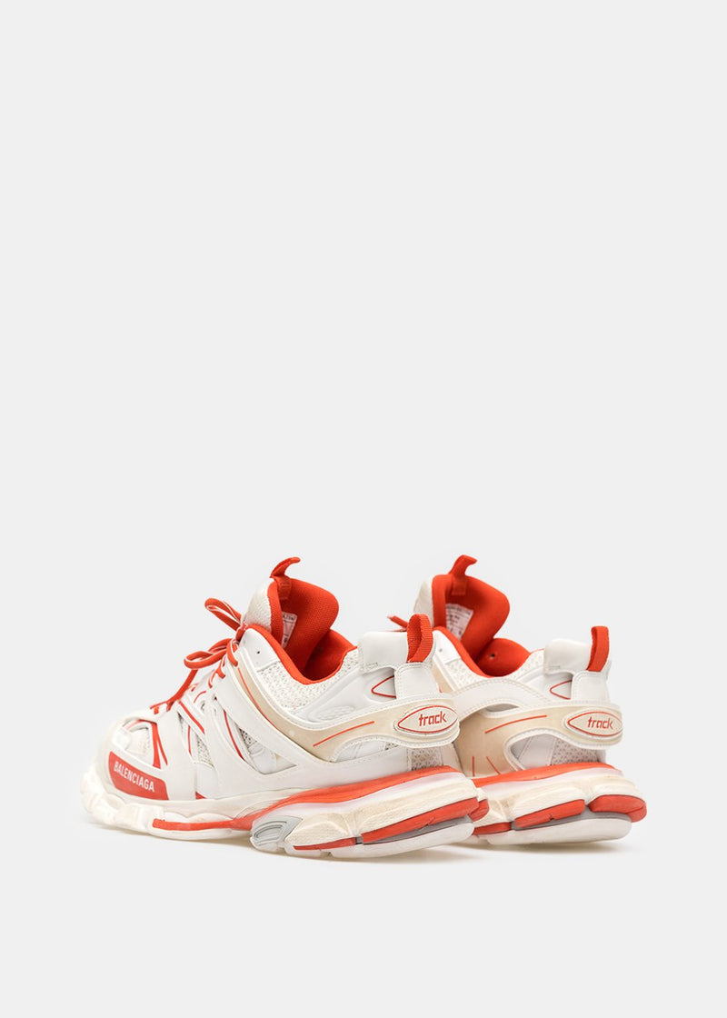 Balenciaga Red Mesh and Synthetic Leather Track Low Top Sneakers