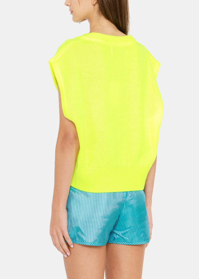 XOXOGOODBOY Neon Yellow Logo Embroidery Knit Vest - NOBLEMARS