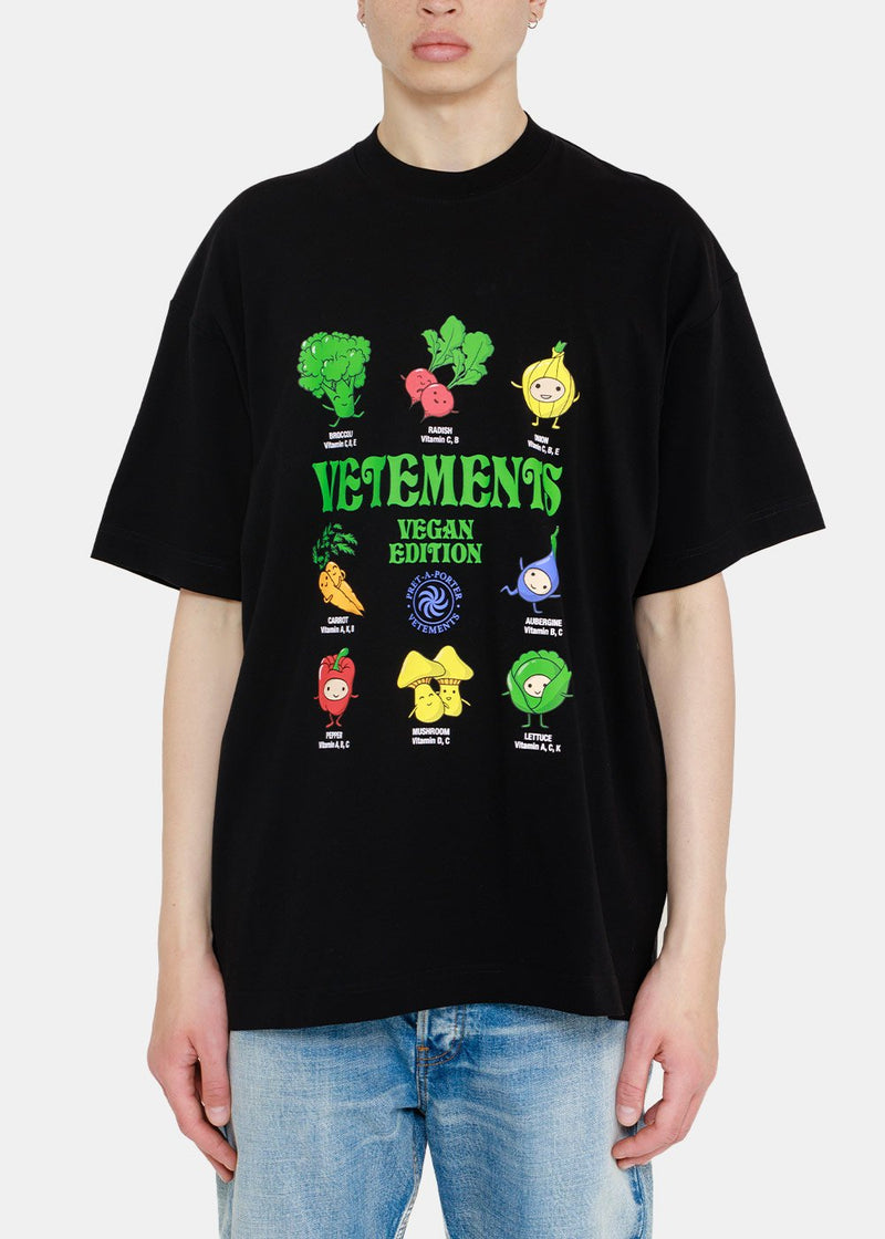 VETEMENTS Black Vegan Logo T-Shirt - NOBLEMARS
