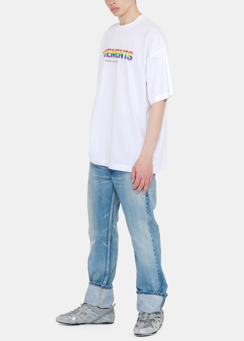 VETEMENTS White Rainbow Logo T-Shirt - NOBLEMARS