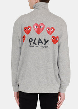 Comme des Garçons Play Grey & Red Multi Hearts Track Jacket - NOBLEMARS