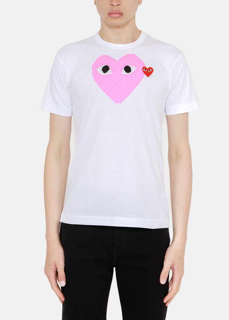 Comme des Garçons Play White & Pink Hearts T-Shirt - NOBLEMARS