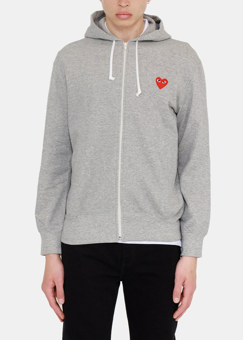 Comme des Garcons Play Red Heart Hoodie Grey