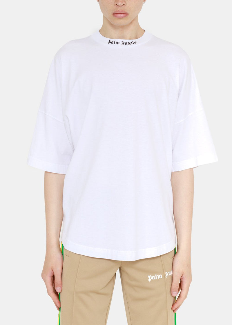 Palm Angels White Oversized Logo Print T-Shirt - NOBLEMARS